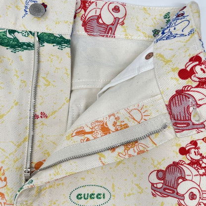 Gucci Ivory Colorful Print Mini Denim Skirt 38