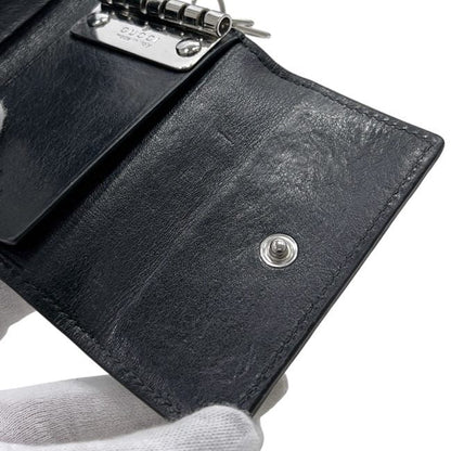 Gucci 6 Key Case Black Guccissima Line Leather Key Holder
