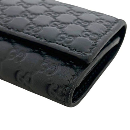 Gucci 6 Key Case Black Guccissima Line Leather Key Holder