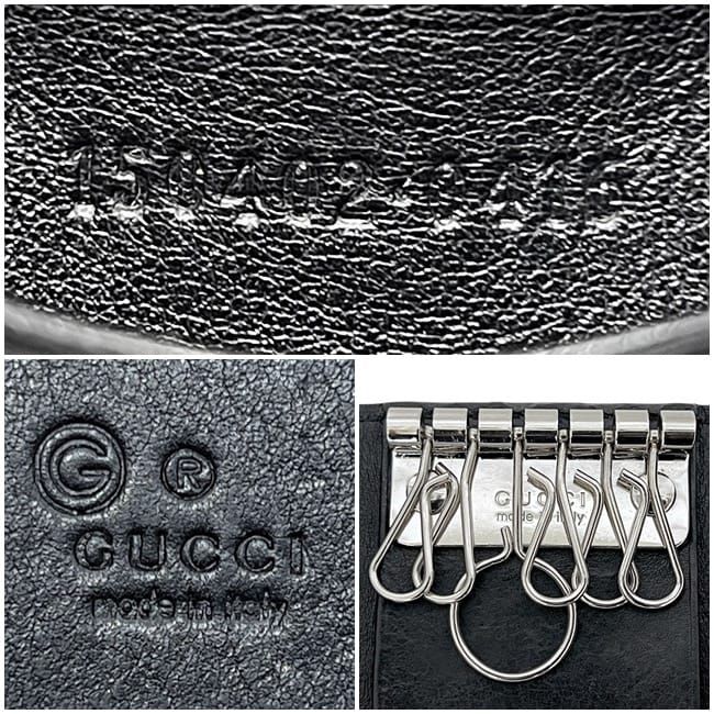 Gucci 6 Key Case Black Guccissima Line Leather Key Holder