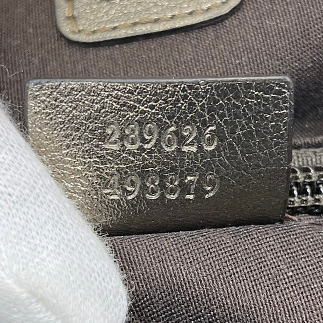 Gucci Tote White Beige Metallic Khaki Guccissima Line