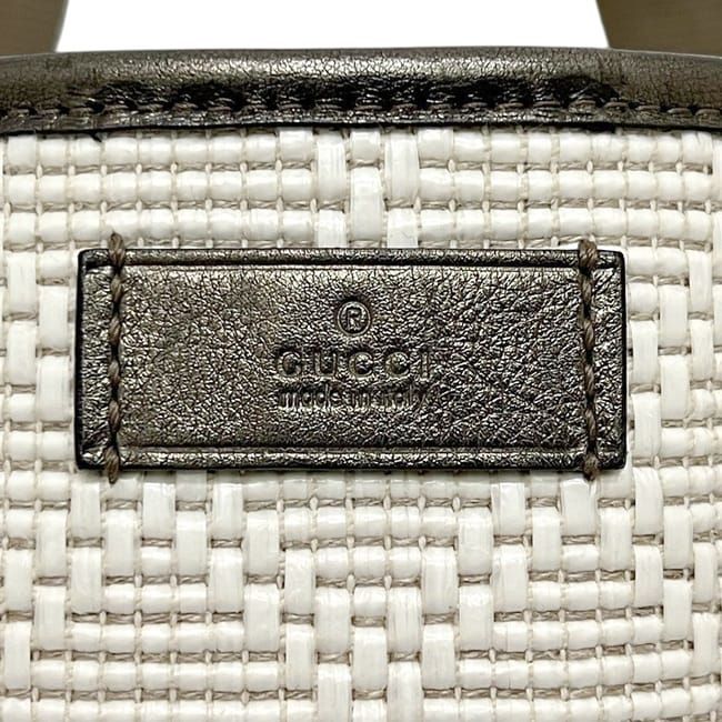 Gucci Tote White Beige Metallic Khaki Guccissima Line