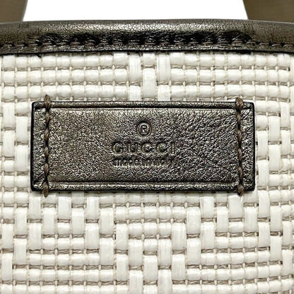 Gucci Tote White Beige Metallic Khaki Guccissima Line