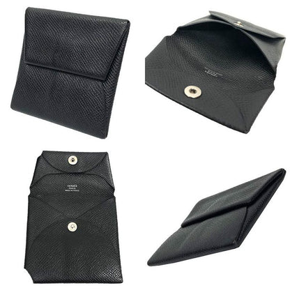 Hermes Bastia Coin Case Porte Monnaie Leather Black