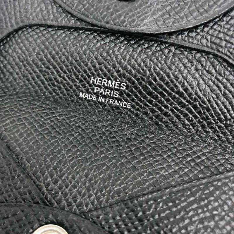 Hermes Bastia Coin Case Porte Monnaie Leather Black