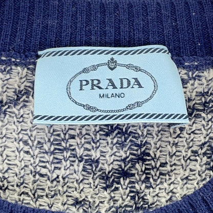 Prada Blue Wool Cashmere All Over Pattern Short Sleeve Knit 40