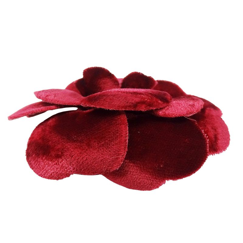 Chanel Brooch Camellia Velour Red Corsage