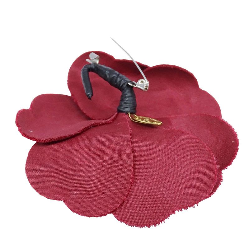 Chanel Brooch Camellia Velour Red Corsage