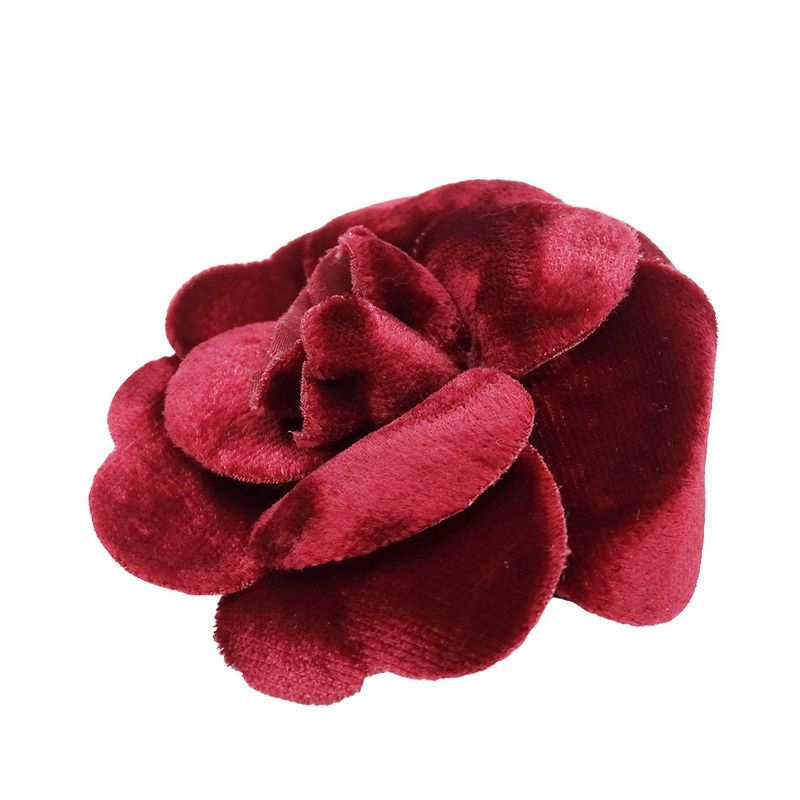 Chanel Brooch Camellia Velour Red Corsage