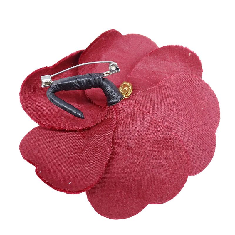 Chanel Brooch Camellia Velour Red Corsage