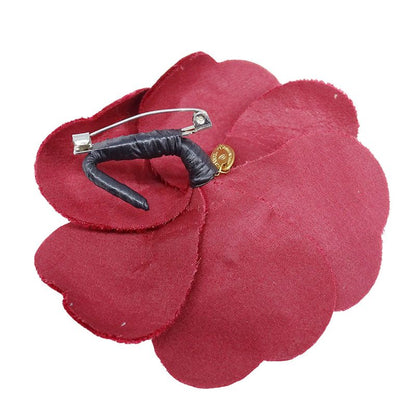 Chanel Brooch Camellia Velour Red Corsage