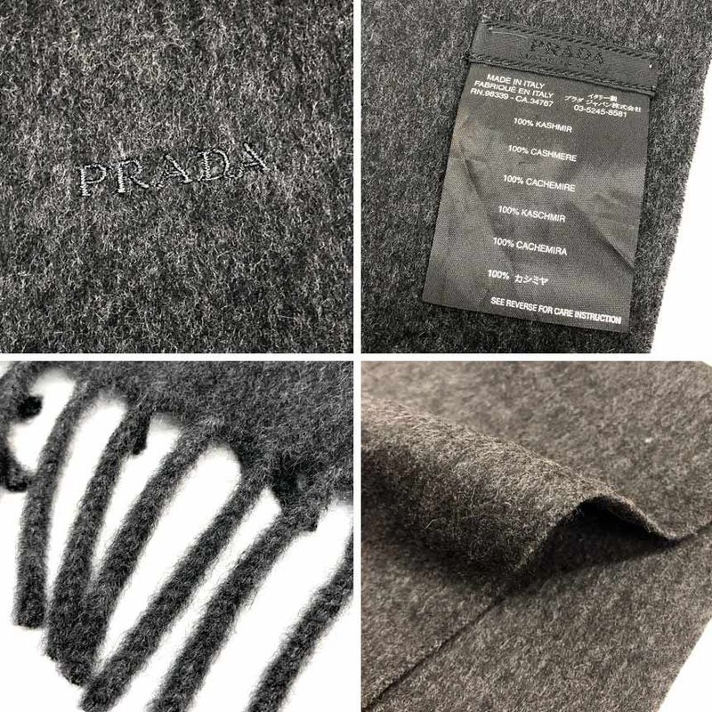 Prada Cashmere Shawl Scarf Gray