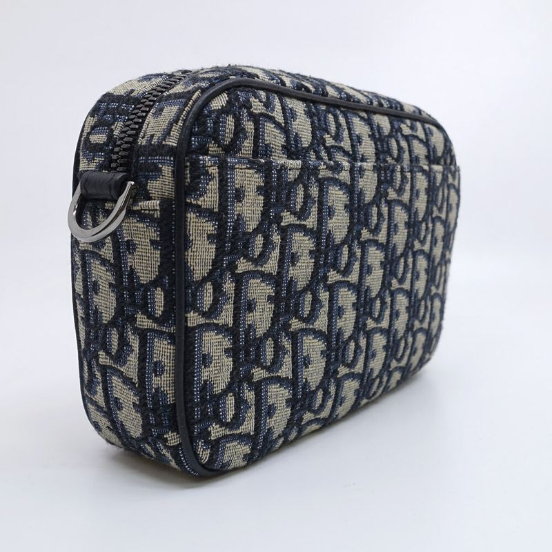 Dior Safari Mini Shoulder Bag Blue Peacock Cotton Canvas