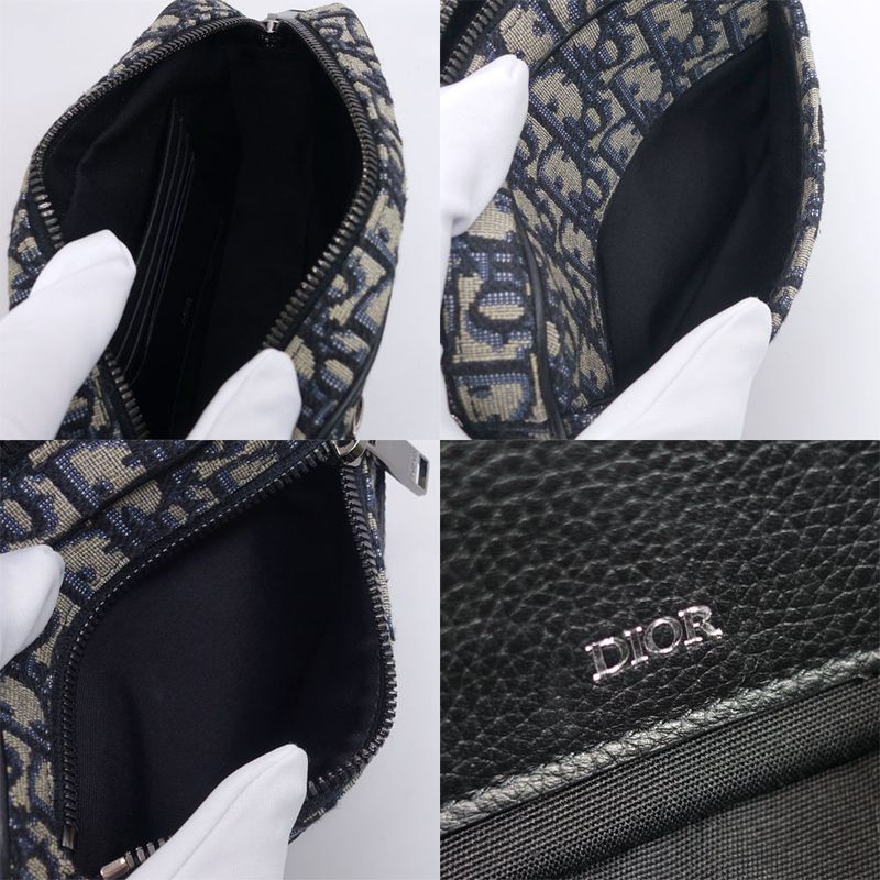 Dior Safari Mini Shoulder Bag Blue Peacock Cotton Canvas