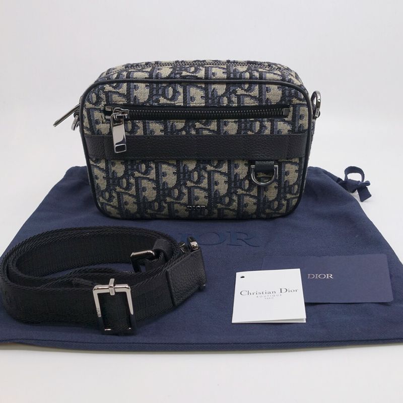 Dior Safari Mini Shoulder Bag Blue Peacock Cotton Canvas