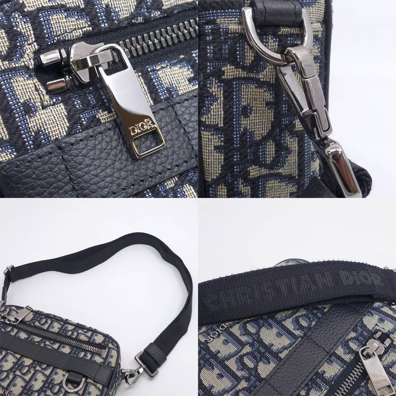 Dior Safari Mini Shoulder Bag Blue Peacock Cotton Canvas