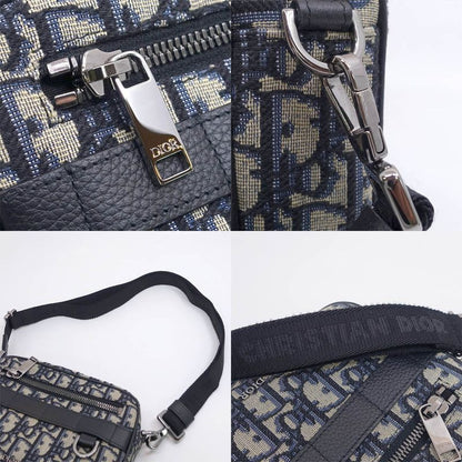 Dior Safari Mini Shoulder Bag Blue Peacock Cotton Canvas