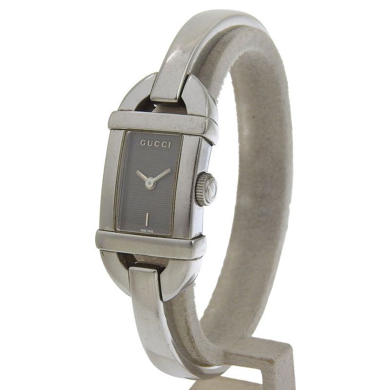 Gucci Stainless Steel Quartz Analog Display Black Dial Watch