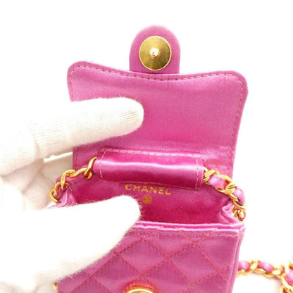Chanel Mini Quilted Chain Shoulder Bag 1 Piece Satin Pochette