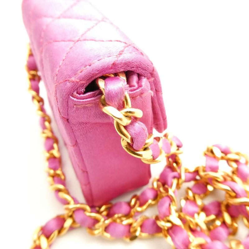 Chanel Mini Quilted Chain Shoulder Bag 1 Piece Satin Pochette