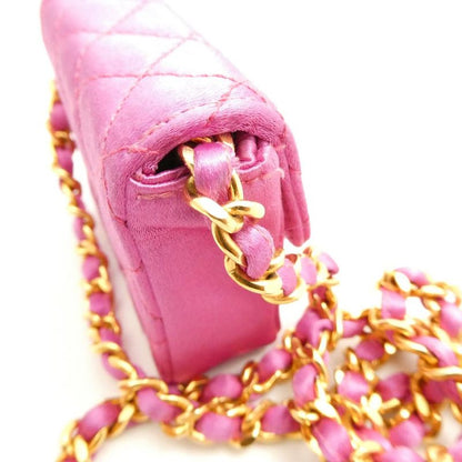 Chanel Mini Quilted Chain Shoulder Bag 1 Piece Satin Pochette