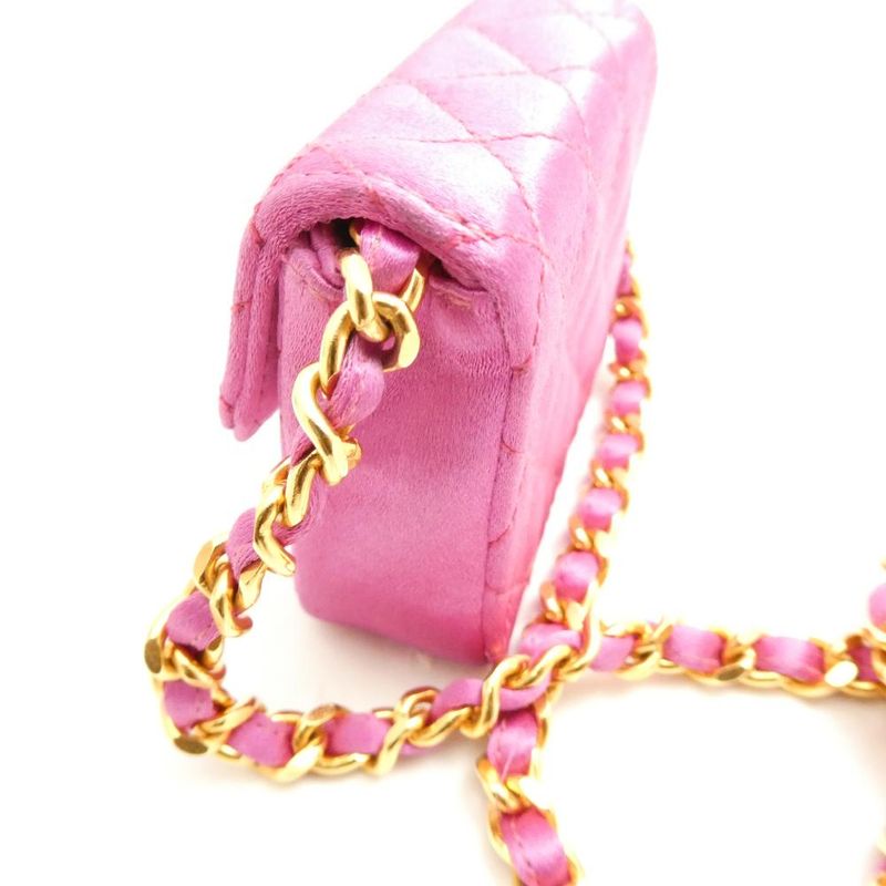 Chanel Mini Quilted Chain Shoulder Bag 1 Piece Satin Pochette