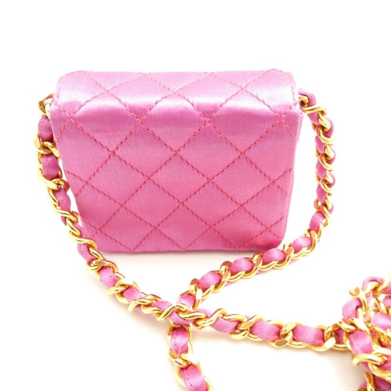 Chanel Mini Quilted Chain Shoulder Bag 1 Piece Satin Pochette