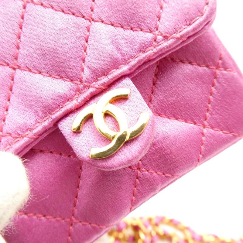 Chanel Mini Quilted Chain Shoulder Bag 1 Piece Satin Pochette