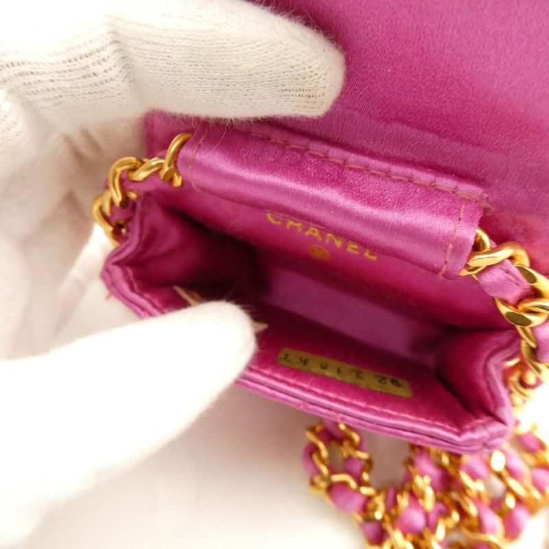 Chanel Mini Quilted Chain Shoulder Bag 1 Piece Satin Pochette
