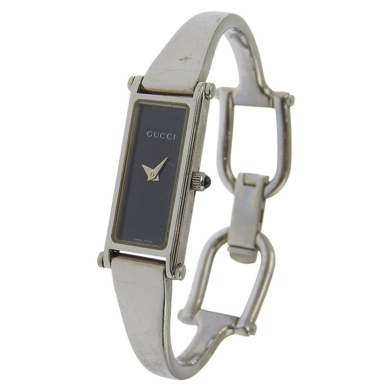 Gucci Stainless Steel Quartz Analog Display Black Dial Watch