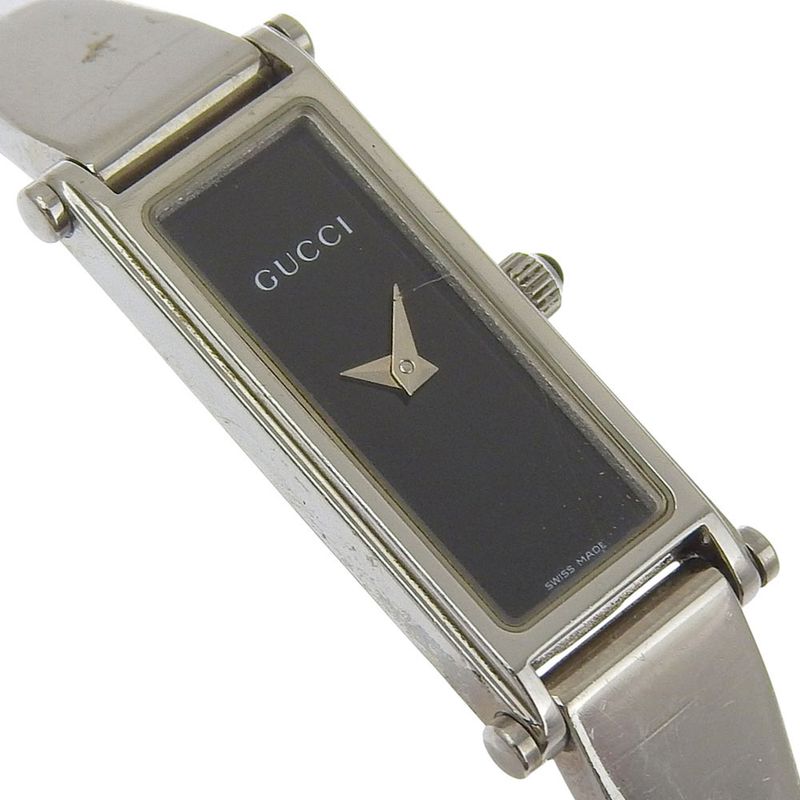 Gucci Stainless Steel Quartz Analog Display Black Dial Watch