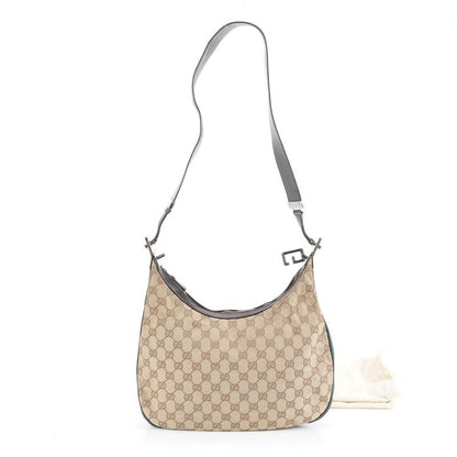 Gucci GG Canvas Sherry Line 001 Leather Shoulder Bag Hand Brown Eem