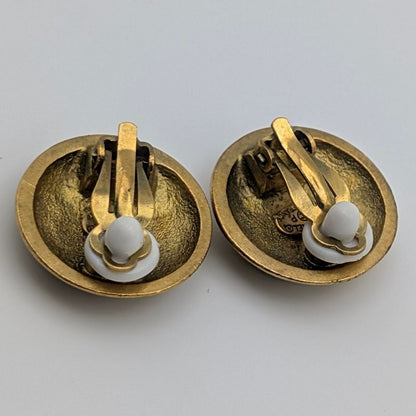 Chanel Earrings CC Logo Round Gold Vintage