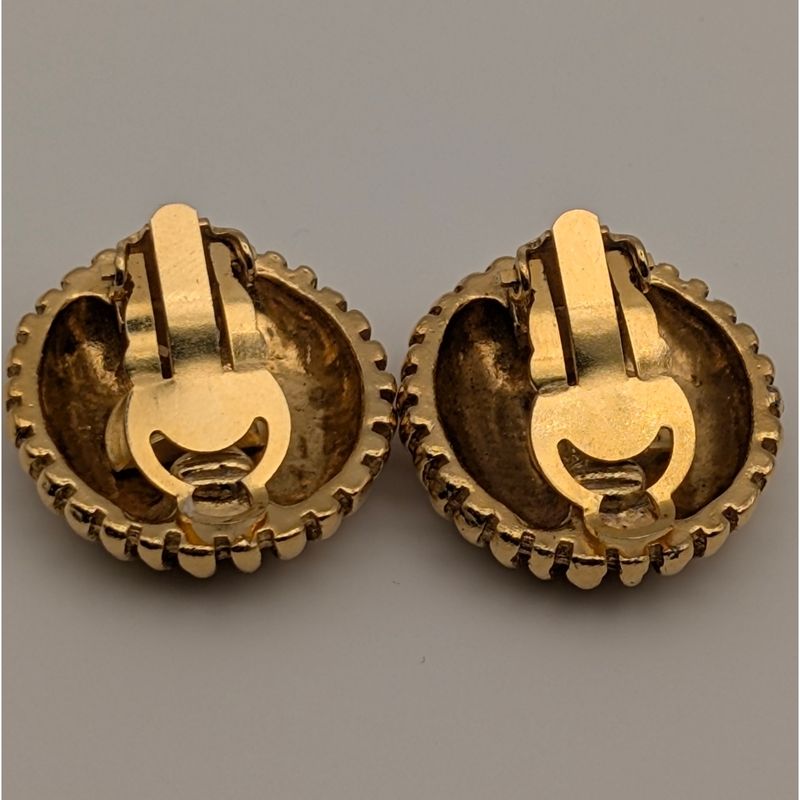 Chanel Earrings CC Logo Circle Gold First Era Vintage