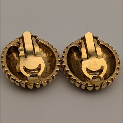 Chanel Earrings CC Logo Circle Gold First Era Vintage