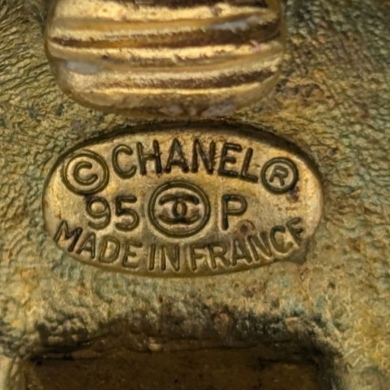 Chanel Earrings CC Logo Round Gold Vintage