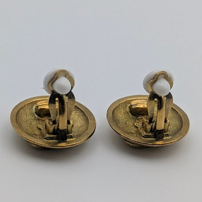 Chanel Earrings CC Logo Round Gold Vintage