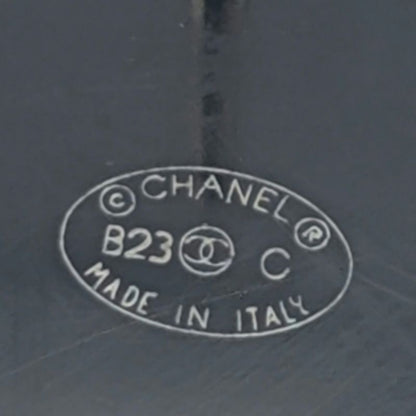 Chanel Earrings CC Logo Gold Black Round