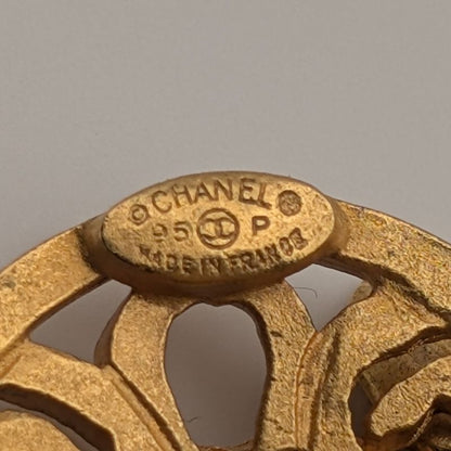 Chanel Earrings CC Logo Gold Fringe Swing Single Ear