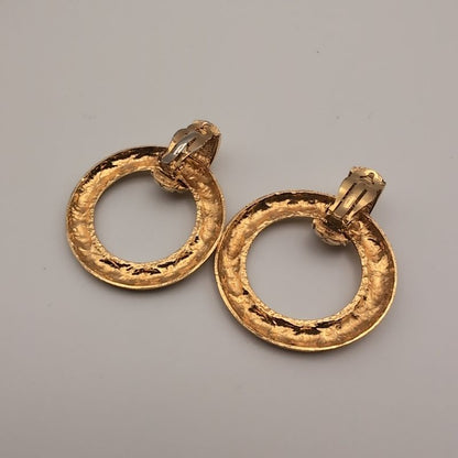 Chanel Earrings CC Logo Round Gold Vintage