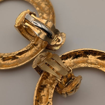 Chanel Earrings CC Logo Round Gold Vintage