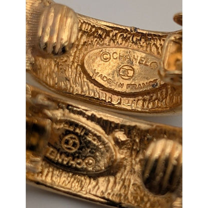 Chanel Earrings CC Logo Round Gold Vintage