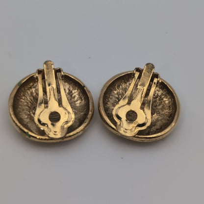 Chanel Earrings CC Logo Round Gold Vintage