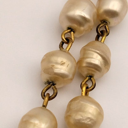 Chanel Gold Faux Pearl CC Logo Necklace Vintage
