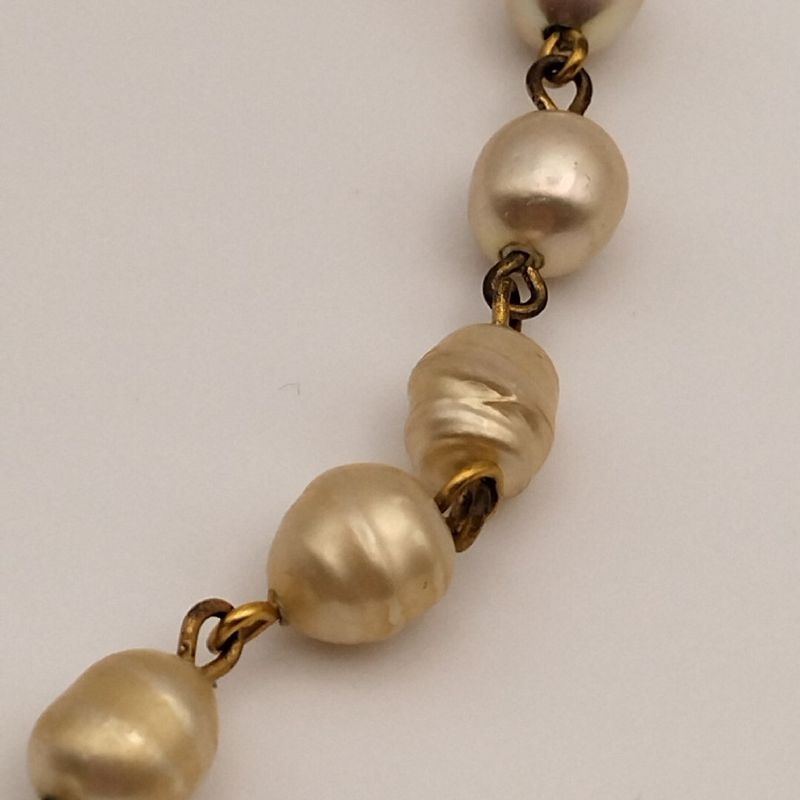 Chanel Gold Faux Pearl CC Logo Necklace Vintage