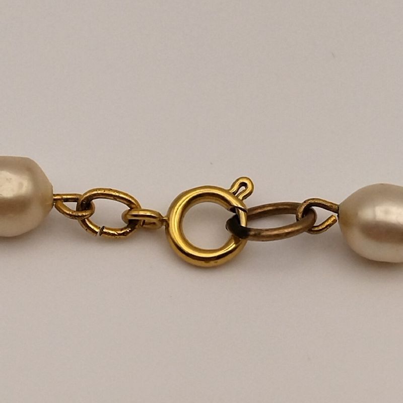 Chanel Gold Faux Pearl CC Logo Necklace Vintage