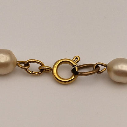 Chanel Gold Faux Pearl CC Logo Necklace Vintage