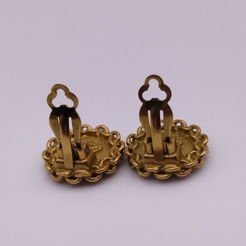 Chanel Earrings CC Logo Twist Gold Vintage