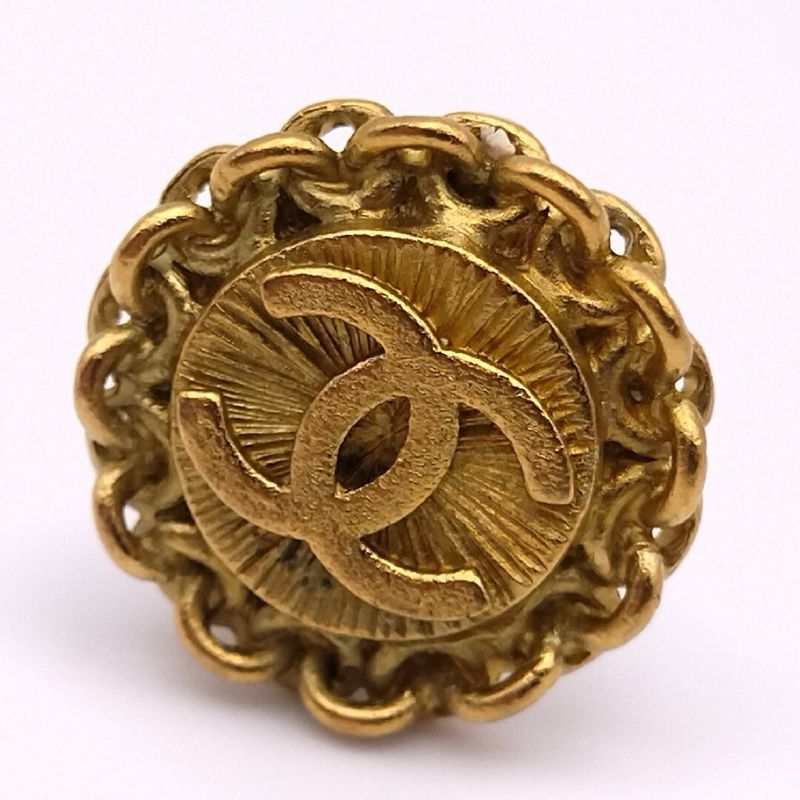 Chanel Earrings CC Logo Twist Gold Vintage