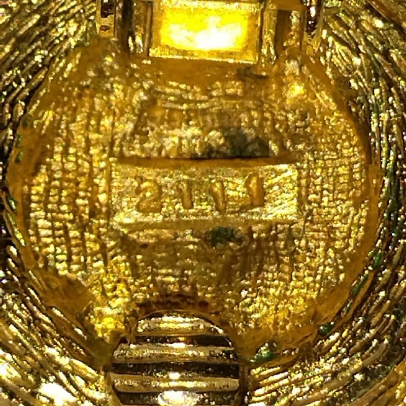 Chanel Lion Earrings Gold Rhinestone Circle